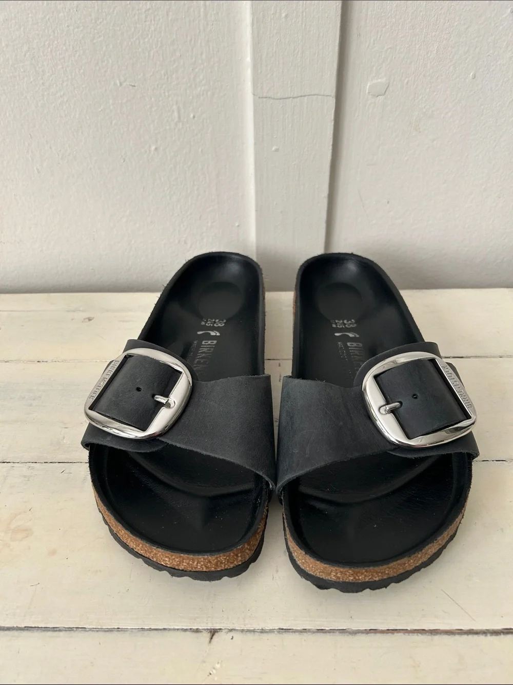 Birkenstock Black Madrid Big Buckle Slide Sandal